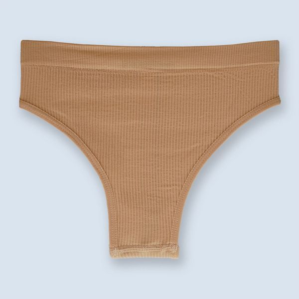 Basic Ribbed Cheeky (beige), Beige, S/M