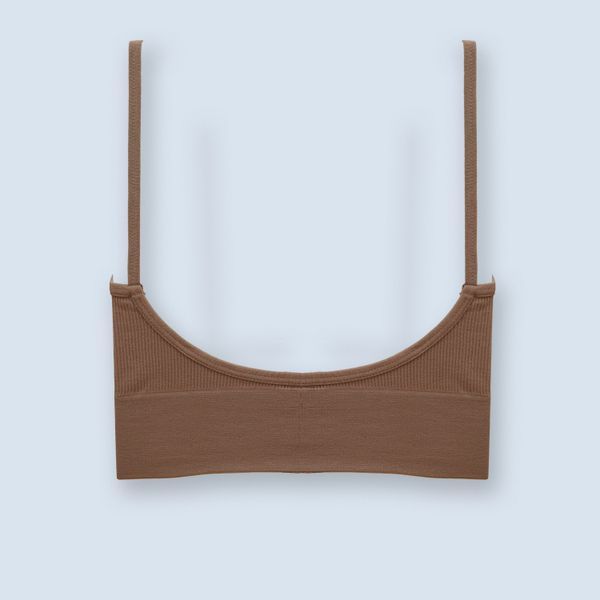 Seamless Ribbed Bra Top (Warm Brown)
