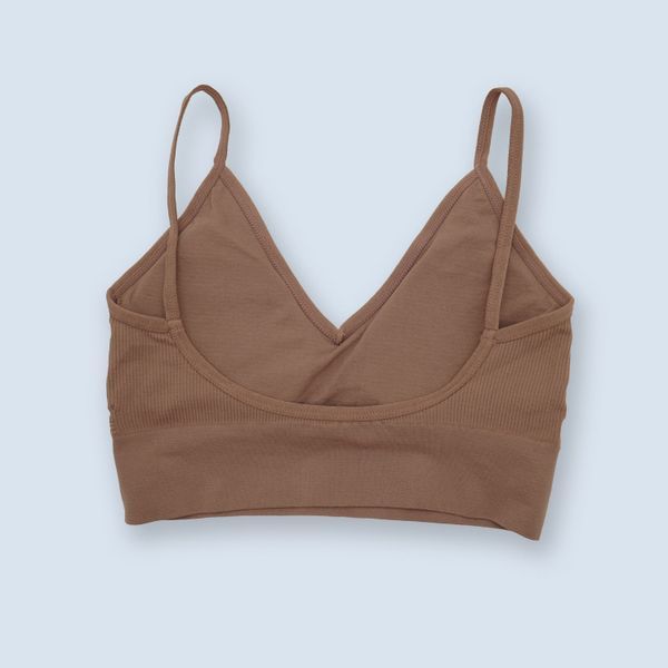 Seamless Ribbed Bra Top (Warm Brown)